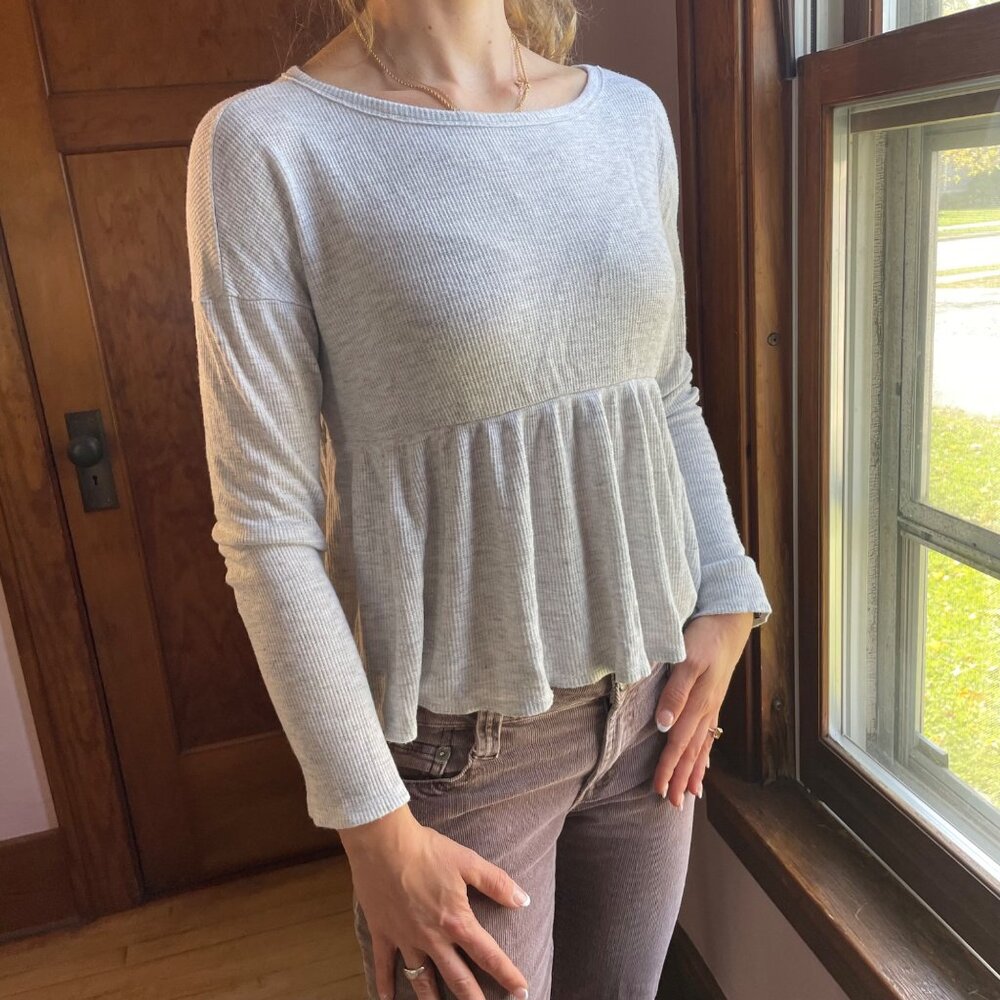 Alya Made in USA babydoll waffle knit top XS cottagecore coquette indie sleaze - Picture 10 of 10